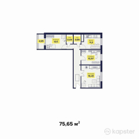 ЖК Бакытты Отбасы — 3-ком 75.7 м² (от 17,399,500 тг)