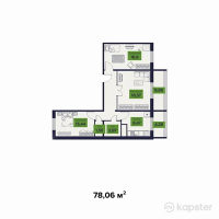 ЖК Бакытты Отбасы — 3-ком 78.1 м² (от 17,953,800 тг)