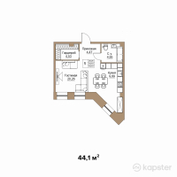 КД REGENT — 2-ком 44.1 м² (от 36,603,000 тг)