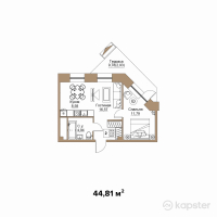 КД REGENT — 2-ком 44.8 м² (от 37,192,300 тг)