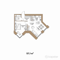 КД REGENT — 2-ком 57.1 м² (от 47,393,000 тг)