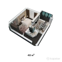 ЖК Модерн — 1-ком 48 м² (от 21,600,000 тг)