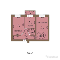 ЖК Модерн — 2-ком 68 м² (от 30,600,000 тг)