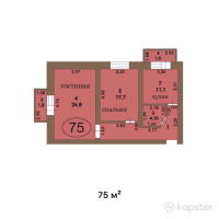 ЖК Модерн — 2-ком 75 м² (от 30,000,000 тг)