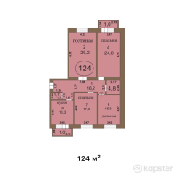 ЖК Модерн — 4-ком 124 м² (от 49,600,000 тг)