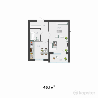 ЖК Asylym — 1-ком 45.1 м² (от 12,402,500 тг)