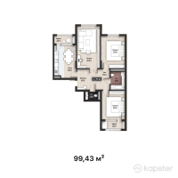 ЖК Өner — 3-ком 99.4 м² (от 41,682,547 тг)