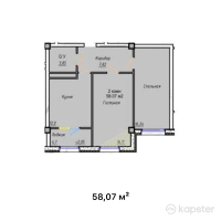 ЖК Astoria — 2-ком 58.1 м² (от 23,518,350 тг)