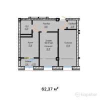 ЖК Astoria — 2-ком 62.4 м² (от 25,571,700 тг)