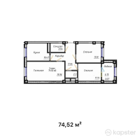 ЖК Astoria — 3-ком 74.5 м² (от 30,553,200 тг)