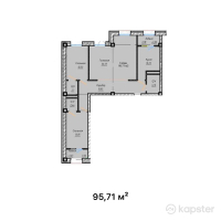 ЖК Astoria — 3-ком 95.7 м² (от 39,241,100 тг)