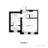 КД London — 1-ком 42,4 м² (null)