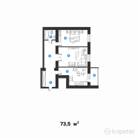 ЖК Keruen — 2-ком 73.5 м² (от 26,460,000 тг)