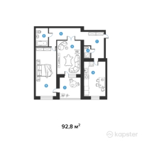 ЖК Keruen — 2-ком 92.8 м² (от 33,408,000 тг)