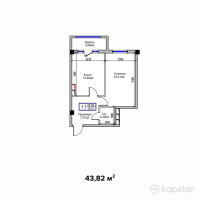 ЖК Самал — 1-ком 43.8 м² (от 13,584,200 тг)