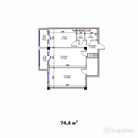 ЖК Самал — 2-ком 74.4 м² (от 23,064,000 тг)