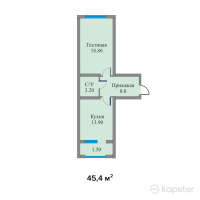 ЖК BOLASHAQ — 1-ком 45.4 м² (от 20,884,000 тг)