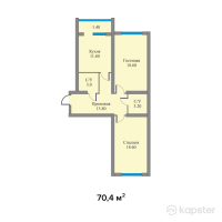 ЖК BOLASHAQ — 2-ком 70.4 м² (от 32,384,000 тг)