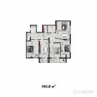 ЖК Monaco — 4-ком 140.8 м² (от 45,760,000 тг)