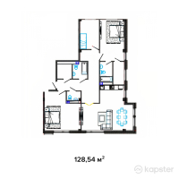 ЖК Aras Residence — 4-ком 128.5 м² (от 84,215,940 тг)