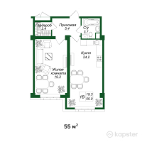 ЖК Green City — 1-ком 55 м² (от 31,635,000 тг)