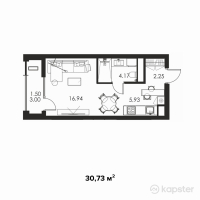 ЖК Meridian Apartments — 1-ком 30.7 м² (от 28,578,900 тг)