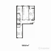 ЖК Meridian Apartments — 3-ком 120.8 м² (от 112,344,000 тг)