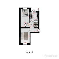 ЖК Park House — 2-ком 76.7 м² (от 29,529,500 тг)