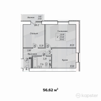 ЖК Diamond — 2-ком 56.6 м² (от 22,648,000 тг)