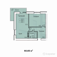 ЖК Diamond — 2-ком 60.7 м² (от 25,473,000 тг)