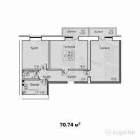 ЖК Diamond — 2-ком 70.7 м² (от 29,710,900 тг)