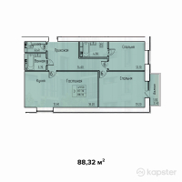 ЖК Diamond — 3-ком 88.3 м² (от 37,094,500 тг)