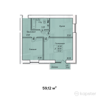 ЖК Diamond — 2-ком 59.1 м² (от 24,830,500 тг)