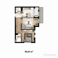 КД Eco Park — 2-ком 66.6 м² (от 86,259,950 тг)