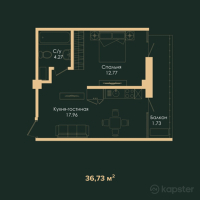 ЖК Apple Park — 1-ком 36.7 м² (от 24,609,100 тг)