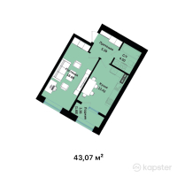 ЖК Zaman — 1-ком 43.1 м² (от 17,184,930 тг)