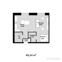 ЖК Zaman — 2-ком 49.3 м² (от 19,686,660 тг)