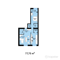 ЖК Zaman — 3-ком 77.8 м² (от 31,022,250 тг)