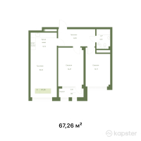 ЖК Kamenka Park — 3-ком 67.3 м² (от 35,647,800 тг)