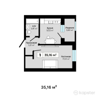 ЖК Safar — 1-ком 35.2 м² (от 11,602,800 тг)