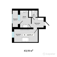 ЖК Safar — 1-ком 43.2 м² (от 14,252,700 тг)