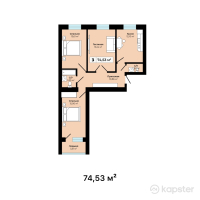 ЖК Safar — 3-ком 74.5 м² (от 24,594,900 тг)