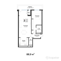 ЖК Silver Hills — 2-ком 88.9 м² (от 53,340,000 тг)