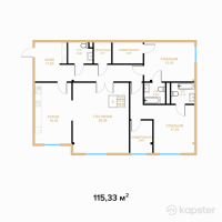 ЖК Alma Tau Residence — 3-ком 115.3 м² (от 115,330,000 тг)