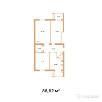 ЖК Aman — 3-ком 86.8 м² (от 32,123,500 тг)