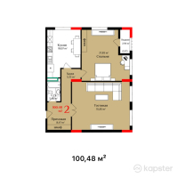 ЖК AB-Residence — 2-ком 100.5 м² (от 58,278,400 тг)