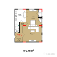 ЖК AB-Residence — 2-ком 100.5 м² (от 62,297,600 тг)