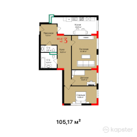 ЖК AB-Residence — 3-ком 105.2 м² (от 60,998,600 тг)