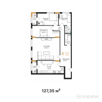 ЖК AB-Residence — 4-ком 127.4 м² (от 73,863,000 тг)