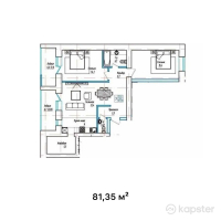 ЖК Томирис — 3-ком 81.4 м² (от 24,405,000 тг)